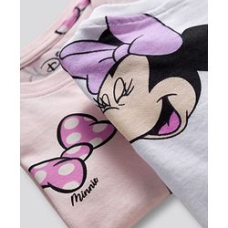 Bonfino Disney Single Jersey Knit Half Sleeves Over Size Drop Shoulder Oversized T-Shirt With Minnie Mouse Graphics Pack Of 2 - White & Pink