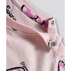 Bonfino Disney Single Jersey Knit Half Sleeves Over Size Drop Shoulder Oversized T-Shirt With Minnie Mouse Graphics Pack Of 2 - White & Pink