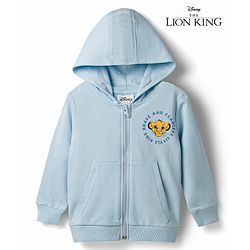Bonfino Disney Cotton Knit Sweatshirt Hooded Full Sleeves Lion King Graphic Light Blue 9-12 Months