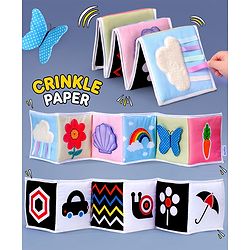 Bonfino Cloud Multi-Sensory Cloth Book| High Contrast Visuals, Crinkle Sound & Soft Mirror| Early Learning & Sensory Play| Safe, Washable & Tear-Resistant| Perfect for Bath Time
