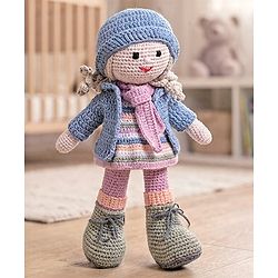Bonfino Premium Handmade Miss Zelo Crochet Doll For Girls & Boys | Cute Knitted Cotton Doll for Babies |Baby Doll for Kids | Soft Toys | Adorable & Cuddly| Hight 25 cm | BIS Certified