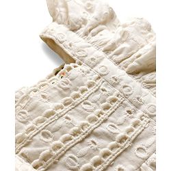 Bonfino Cotton Woven Frill Sleeves Schiffli Dress - White