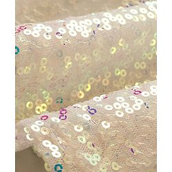 Bonfino Woven Half Ruffle Sleeves Party Dress with Sequin Detailing - White