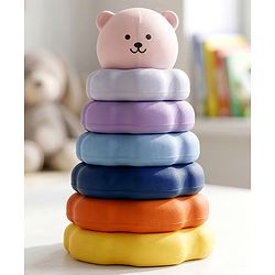 Bonfino Teddy Stacker Rings Toy for Kids BPA-Free Educational Sorting & Stacking Tower Smooth Rounded Edges Interactive Learning Toy Improves Hand-eye Coordination Gifting Idea for Toddlers