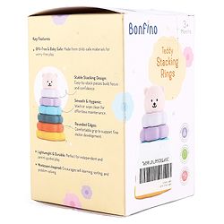 Bonfino Teddy Stacker Rings Toy for Kids BPA-Free Educational Sorting & Stacking Tower Smooth Rounded Edges Interactive Learning Toy Improves Hand-eye Coordination Gifting Idea for Toddlers