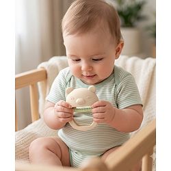 Bonfino GumEase Wrist-Fit Silicone Baby Teether| Anti-Drop Design| 100% Food-Grade Silicone| BPA-Free| Soft Sensory Chew Toy| Easy to Hold| Sterilizable| 3+ Months
