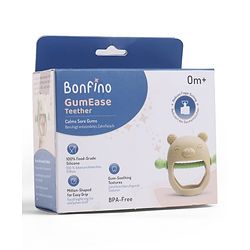 Bonfino GumEase Wrist-Fit Silicone Baby Teether| Anti-Drop Design| 100% Food-Grade Silicone| BPA-Free| Soft Sensory Chew Toy| Easy to Hold| Sterilizable| 3+ Months