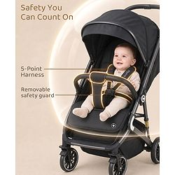 Bonfino Triton Ace Landscape Stroller with Reversible Handle - Black| Safety Harness| Suspension Wheels| Swivel Lock| Linked Brake| Reclining Seat| Adjustable Leg Rest| Foldable Canopy