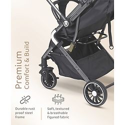 Bonfino Triton Ace Landscape Stroller with Reversible Handle - Black| Safety Harness| Suspension Wheels| Swivel Lock| Linked Brake| Reclining Seat| Adjustable Leg Rest| Foldable Canopy