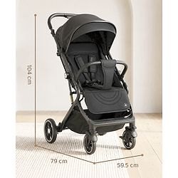 Bonfino Triton Ace Landscape Stroller with Reversible Handle - Black| Safety Harness| Suspension Wheels| Swivel Lock| Linked Brake| Reclining Seat| Adjustable Leg Rest| Foldable Canopy