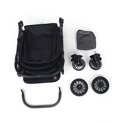 Bonfino Triton Ace Landscape Stroller with Reversible Handle - Black| Safety Harness| Suspension Wheels| Swivel Lock| Linked Brake| Reclining Seat| Adjustable Leg Rest| Foldable Canopy