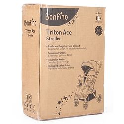 Bonfino Triton Ace Landscape Stroller with Reversible Handle - Black| Safety Harness| Suspension Wheels| Swivel Lock| Linked Brake| Reclining Seat| Adjustable Leg Rest| Foldable Canopy