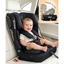 Bonfino Secure Ride Flexi Foldable ISOFIX Forward Facing Car Seat Black| iSize & R129 Certified| Top Tether| SPS Side Protection| Adjustable Headrest & Harness| Foldable & Space-Saving| 4-12 years