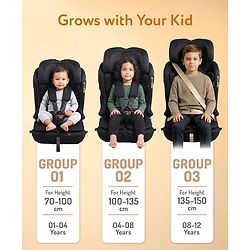 Bonfino Secure Ride Flexi Foldable ISOFIX Forward Facing Car Seat Black| iSize & R129 Certified| Top Tether| SPS Side Protection| Adjustable Headrest & Harness| Foldable & Space-Saving| 4-12 years