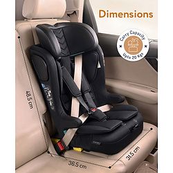 Bonfino Secure Ride Flexi Foldable ISOFIX Forward Facing Car Seat Black| iSize & R129 Certified| Top Tether| SPS Side Protection| Adjustable Headrest & Harness| Foldable & Space-Saving| 4-12 years