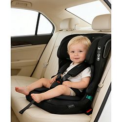 Bonfino Secure Ride Flexi Foldable ISOFIX Forward Facing Car Seat Black| iSize & R129 Certified| Top Tether| SPS Side Protection| Adjustable Headrest & Harness| Foldable & Space-Saving| 4-12 years