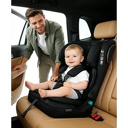 Bonfino Secure Ride Flexi Foldable ISOFIX Forward Facing Car Seat Black| iSize & R129 Certified| Top Tether| SPS Side Protection| Adjustable Headrest & Harness| Foldable & Space-Saving| 4-12 years