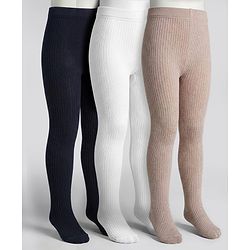 Bonfino Knit Solid Color Stockings Pack of 3 - Black White & Beige