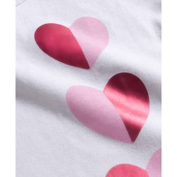Bonfino 100% Cotton Knit Flutter Sleeves T-Shirt & Shorts Set With Heart Print - White & Pink