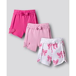 Bonfino Cotton Knit Short With Floral Print Pack Of 3 - Pink White & Fuchsia
