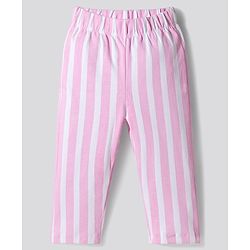 Bonfino 100% Cotton Knit Half Sleeves Night Suit With Bow Print - White & Pink