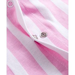 Bonfino 100% Cotton Knit Full Sleeves Striped & Solid Footed Sleepsuits Pack of 2 - Pink & White