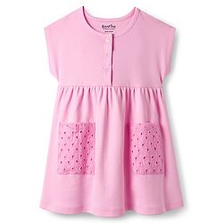Bonfino 100% Cotton Knit Sleeveless Solid Dress With Pockets - Pink