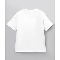Bonfino 100% Cotton Oversized Drop Shoulder Half Sleeves T-Shirt With Heart Print & Sequin - White
