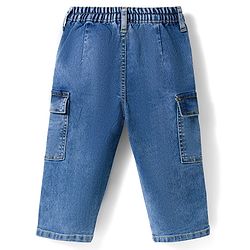 Bonfino Woven Full Length Solid Color Cargo Jeans - Blue