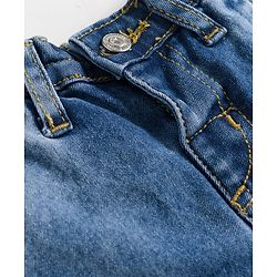 Bonfino Woven Full Length Solid Color Cargo Jeans - Blue