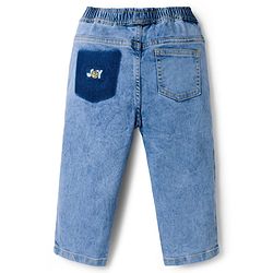 Bonfino Woven Full Length Wide Leg Jeans With Best Team Badge - Light Blue
