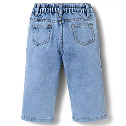 Bonfino Woven Full Length Contrast Wide Leg Jeans With Different Side Wash - Blue