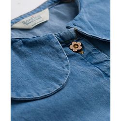 Bonfino 100% Cotton Woven Sleeveless Peter Pan Collar Denim Jumpsuit - Blue