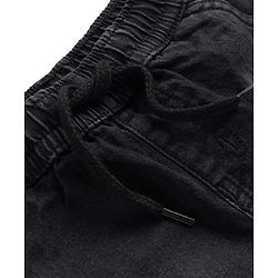 Bonfino Woven Knee Length Washed Shorts With Patch Pocket - Black