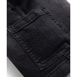 Bonfino Woven Knee Length Washed Shorts With Patch Pocket - Black