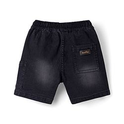Bonfino Woven Knee Length Washed Shorts With Patch Pocket - Black