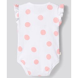Bonfino 100% Cotton Knit Frill Sleeves Onesies with Heart & Polka Dot Print Pack of 3 - Multicolor