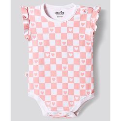 Bonfino 100% Cotton Knit Frill Sleeves Onesies with Heart & Polka Dot Print Pack of 3 - Multicolor