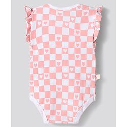 Bonfino 100% Cotton Knit Frill Sleeves Onesies with Heart & Polka Dot Print Pack of 3 - Multicolor