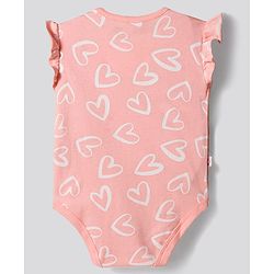 Bonfino 100% Cotton Knit Frill Sleeves Onesies with Heart & Polka Dot Print Pack of 3 - Multicolor