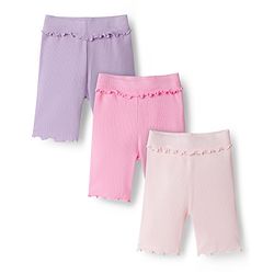 Bonfino 100% Cotton Knit Rib Solid Color Shorts Pack of 3 - Pink Lavender & Peach