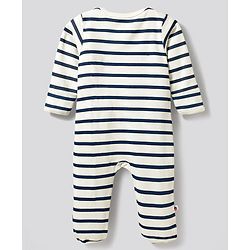 Bonfino 100% Cotton Knit Striped & Sea Life Printed Full Sleeves Sleepsuits Pack of 2 - Multicolour