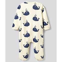 Bonfino 100% Cotton Knit Striped & Sea Life Printed Full Sleeves Sleepsuits Pack of 2 - Multicolour