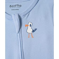 Bonfino 100% Cotton Knit Full Sleeves Footed Sleepsuits with Nautical Theme Print & Stripes Pack of 5 - Multicolor