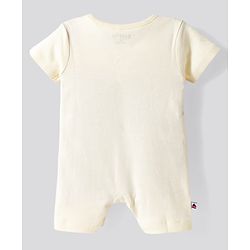 Bonfino 100% Cotton Knit Nautical Theme Printed Half Sleeve Front Open Rompers Pack Of 3 - White Light Blue & Cream