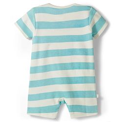 Bonfino 100% Cotton Knit Half Sleeves Boat Printed & Striped Front Open Rompers Pack Of 2 - Multicolor