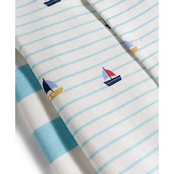 Bonfino 100% Cotton Knit Half Sleeves Boat Printed & Striped Front Open Rompers Pack Of 2 - Multicolor