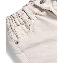 Bonfino Woven Full Length Washed Culotte Jeans With Bow Embroidery - Off White