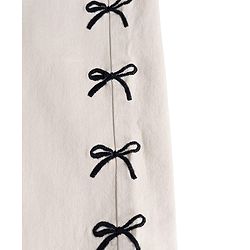 Bonfino Woven Full Length Washed Culotte Jeans With Bow Embroidery - Off White