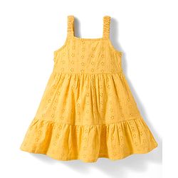 Bonfino Woven Sleeveless A-Line Schiffli Dress - Yellow